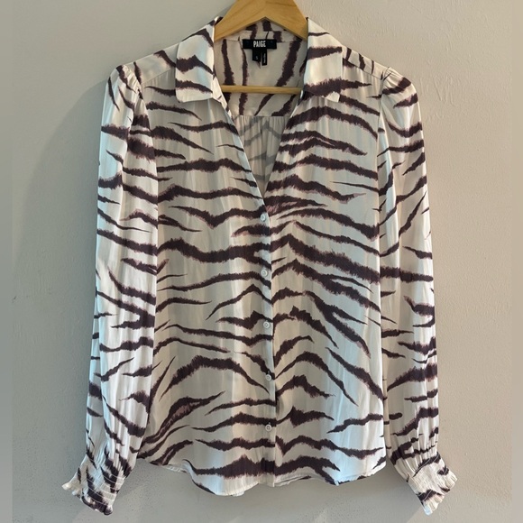 PAIGE Zebra Print Button Down Blouse Size Small 🦓 - Picture 1 of 7